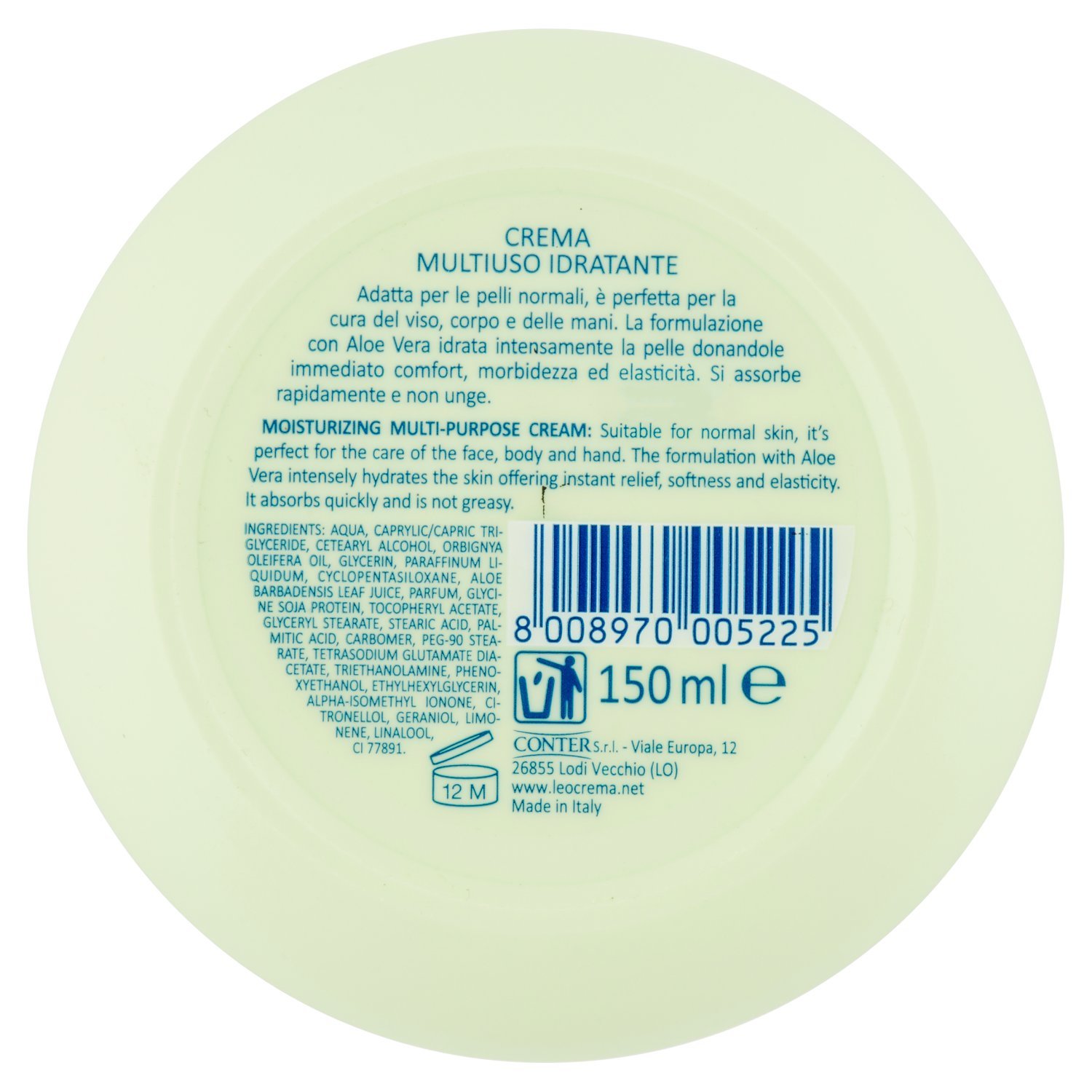 Amazon.com: Leocrema Multiuso Idratante Aloe Vera Crema 5.1 fl oz, 5.0 Fl  Oz Hecho en Italia [importacin italiana] : Belleza y Cuidado Personal