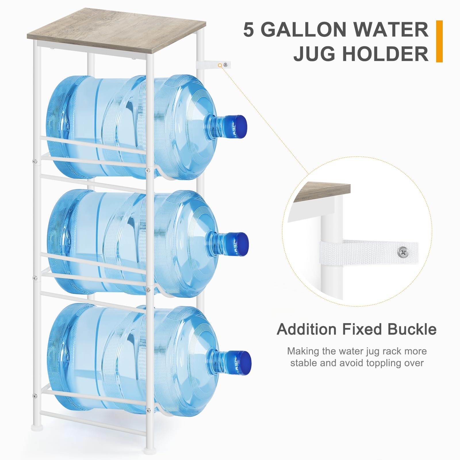 Dispenser Cabinet 3-Tier Water Cooler Jug Rack Heavy Duty 5 Gallon ...