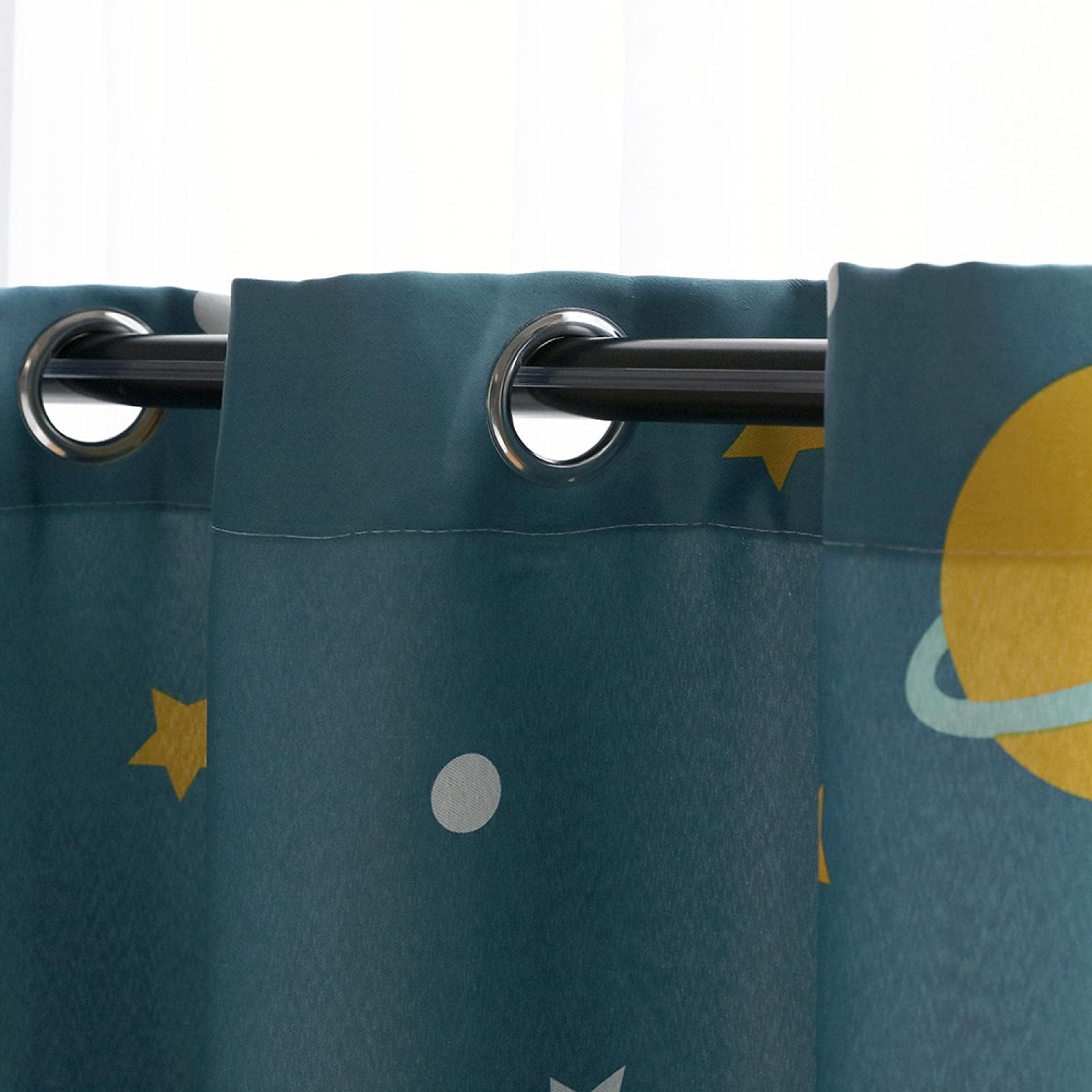 Wärmeisolierte Verdunkelung Lichtdichte Verdunkelung Cartoon Blue Planets Wohnzimmer Vorhang für zu Hause Esszimmer Kinderzimmer(1 Piece)