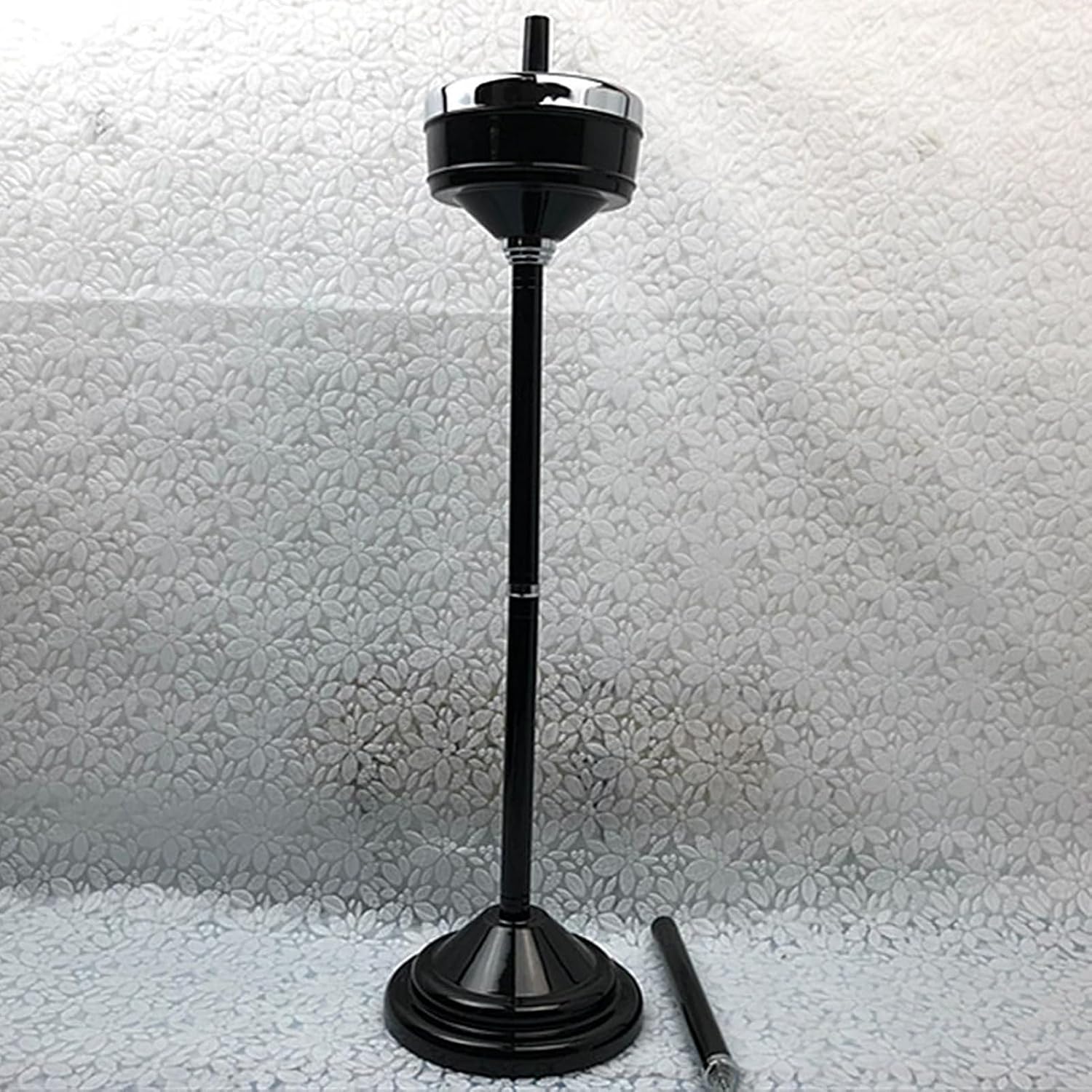 Standing Ashtra, Standing Ashtray W Spinning Lid, 15.74" To 31.49"- Detachable Design for Indoor/Outdoor, Generic Versatile Standings Ashtray, Silver, Stainless Steel, Vintage Style(Black)