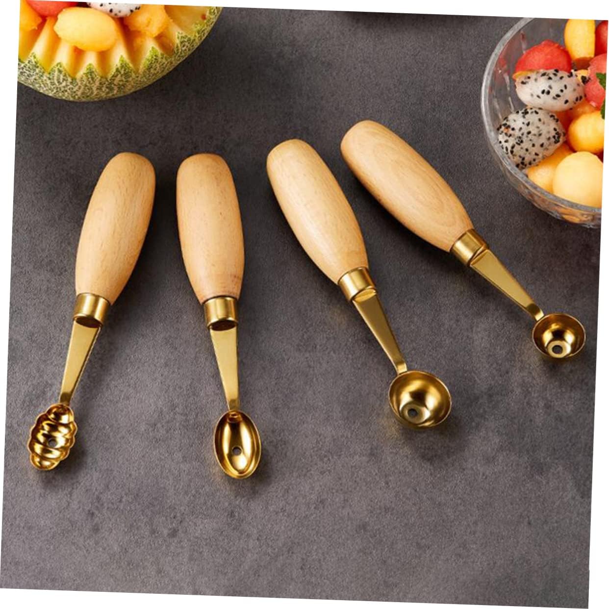 4pcs Melon Baller Scoop Stainless Steel Fruit Tools for Watermelon Ice Cream and Melons Ergonomic Design Smooth Finish for Easy Scooping and Cleaning