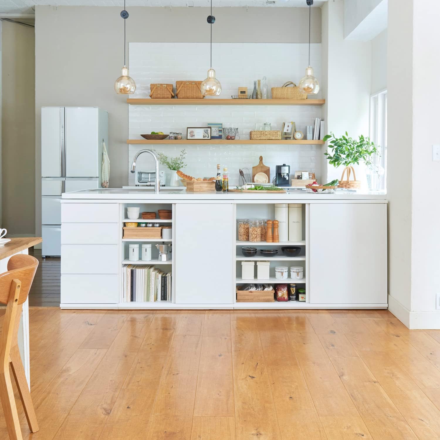 白井産業 カウンター下収納 ラック 引戸タイプ キャビネット 木製