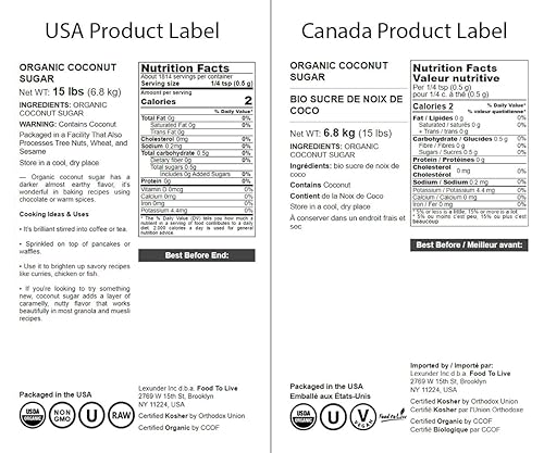 Miniatura 2 de Azúcar de coco moreno orgánico, 15 libras, sin OMG, azúcar de palma puro, Kosher, vegano, comercio justo, sin refinar, granulado, edulcorante de