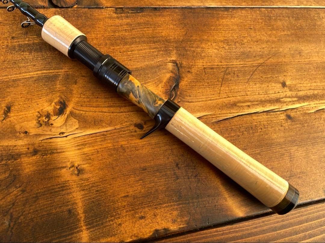 1セット トラウトロッド テレスコロッド 天然木 ウッドリールシート