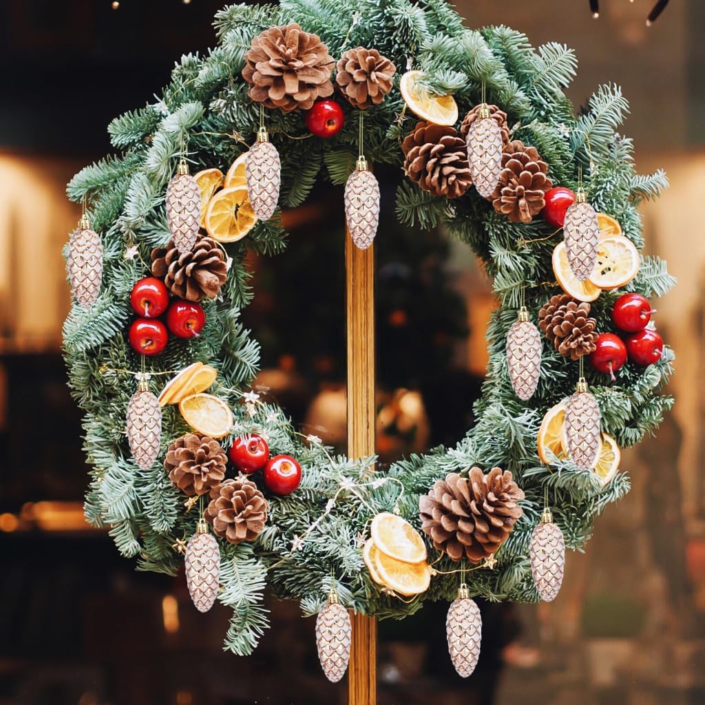 NOLITOY 10Pcs Christmas Pinecone Ornaments: Hanging Pine Cone for DIY Crafts Christmas Tree Wreath Garland - Xmas Party Pendant Charms Indoor Outdoor - Image 8