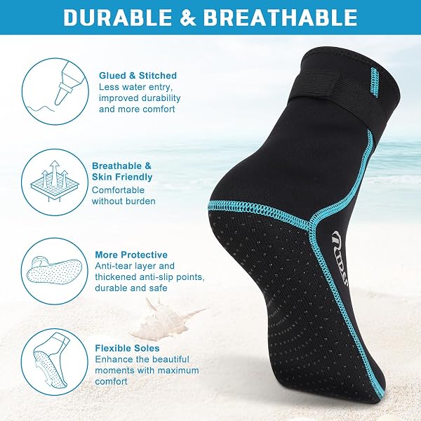 Rtdep Calzari Neoprene, Calzari in Neoprene, Calzari Sub 3mm per Uomo e Donna, Calzari Beach Volley, Calze Piscina Calze da Acqua Calze Termiche per immersioni, snorkeling, nuoto - 3