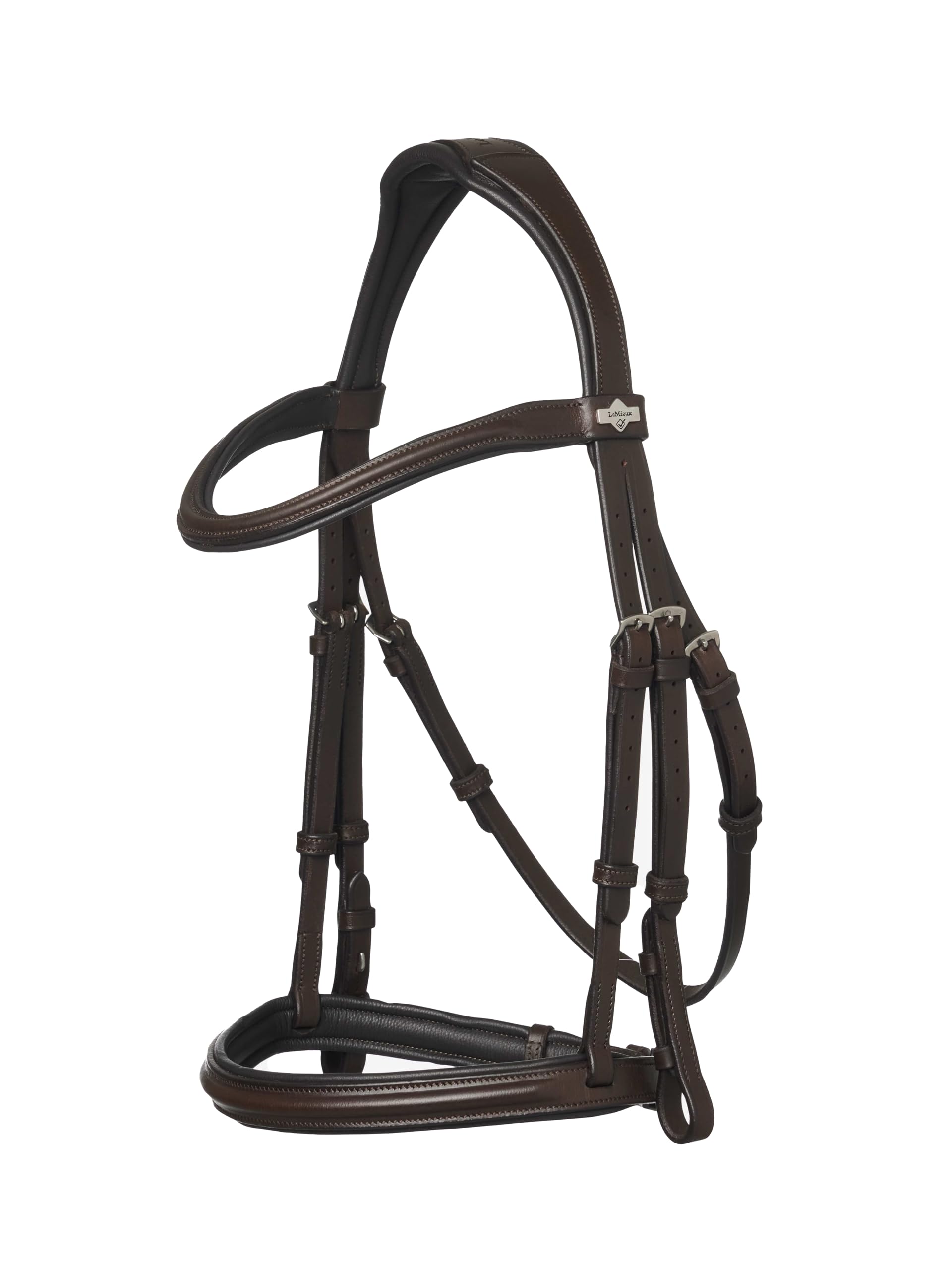 LeMieux Arika Anatomic Cavesson Bridle - Brown/Silver - X-Full