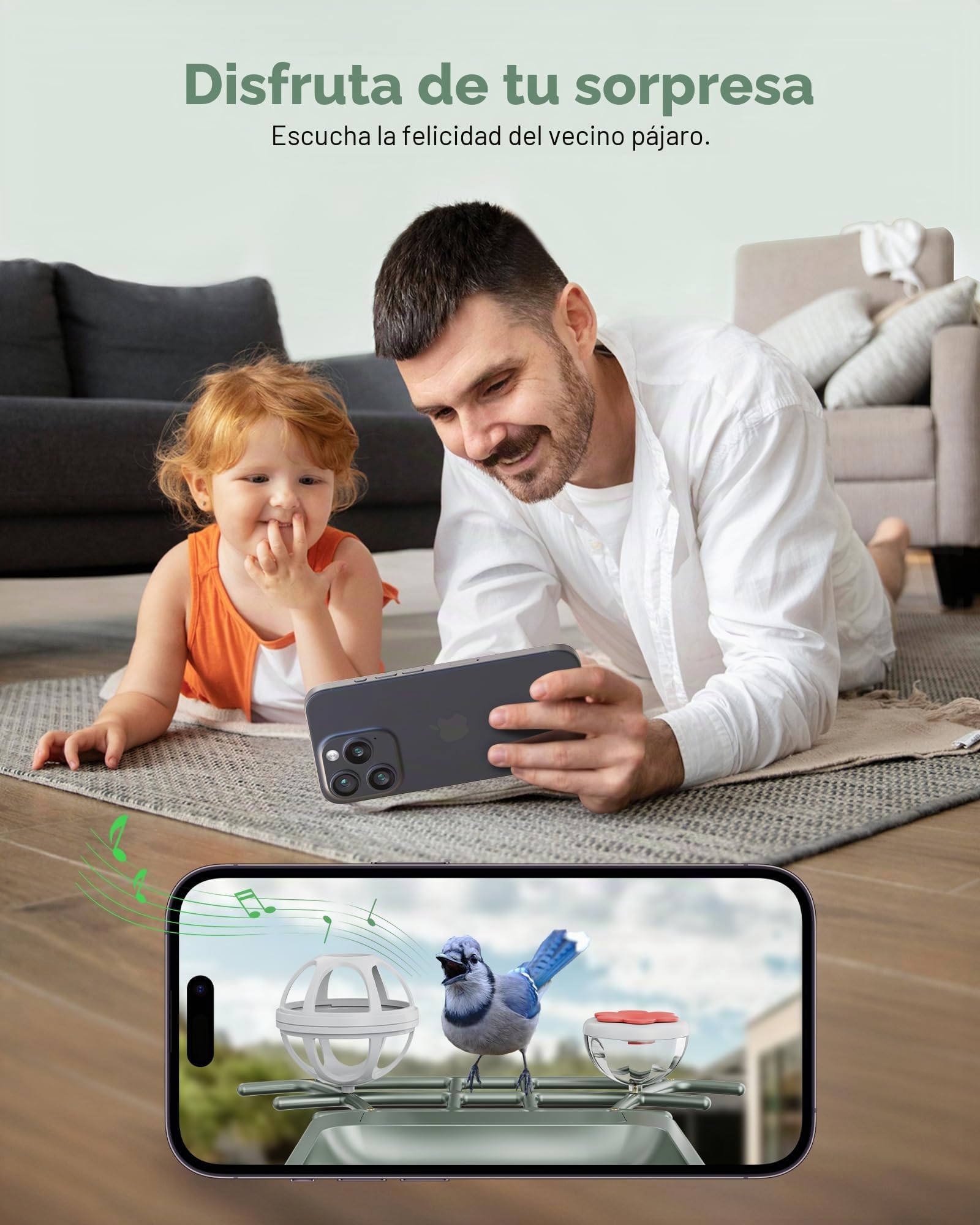 Comedero para pájaros con cámara solar al aire libre: cámara inteligente para jardín exterior, cámara de video en vivo HD 2K, reconocimiento de IA, ventana visible, captura automática, regalos para
