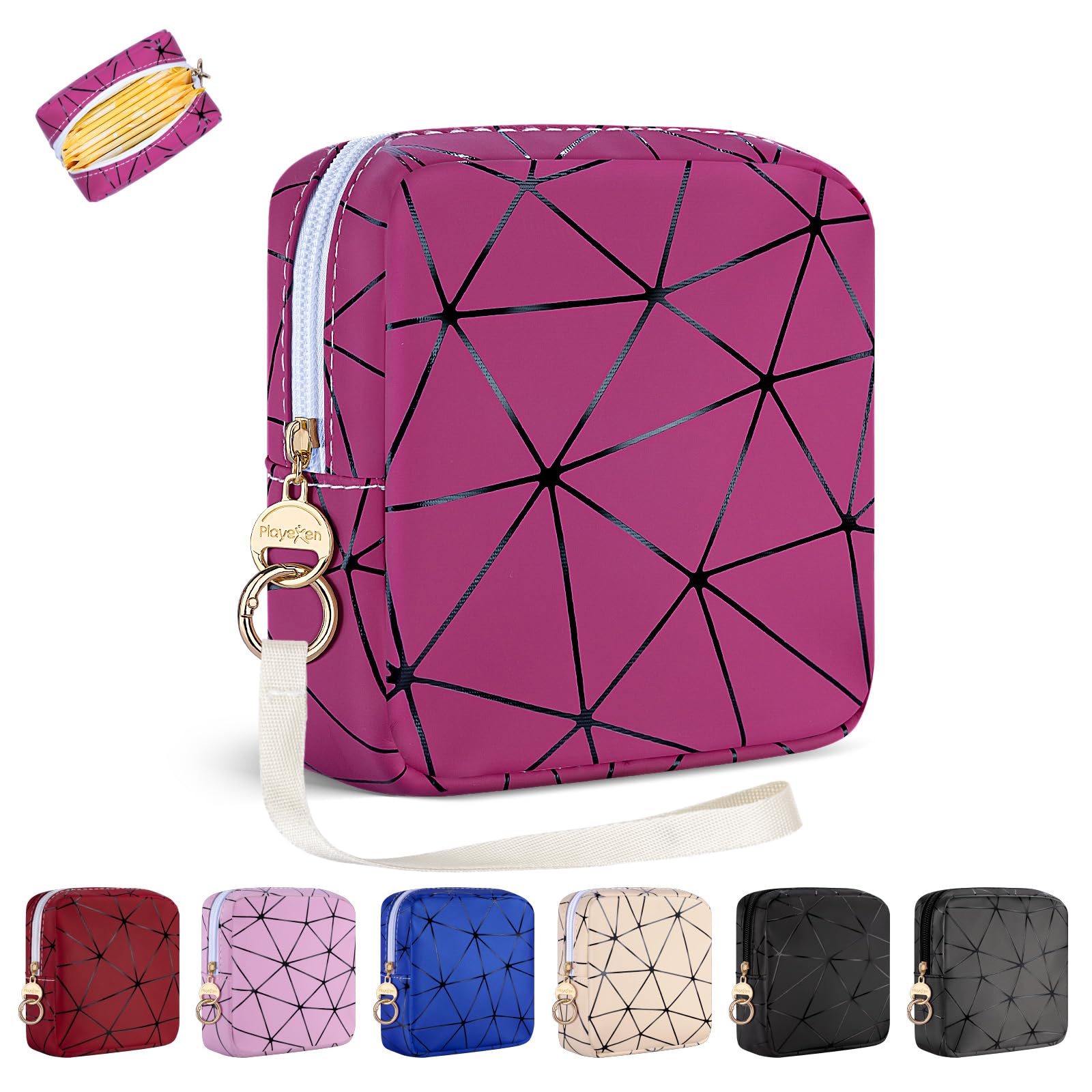 Period Bag for Teen Girls PU Leather Sanitary Napkin Storage Bag Menstrual Pad Bag Period Pouches Tampon Holder