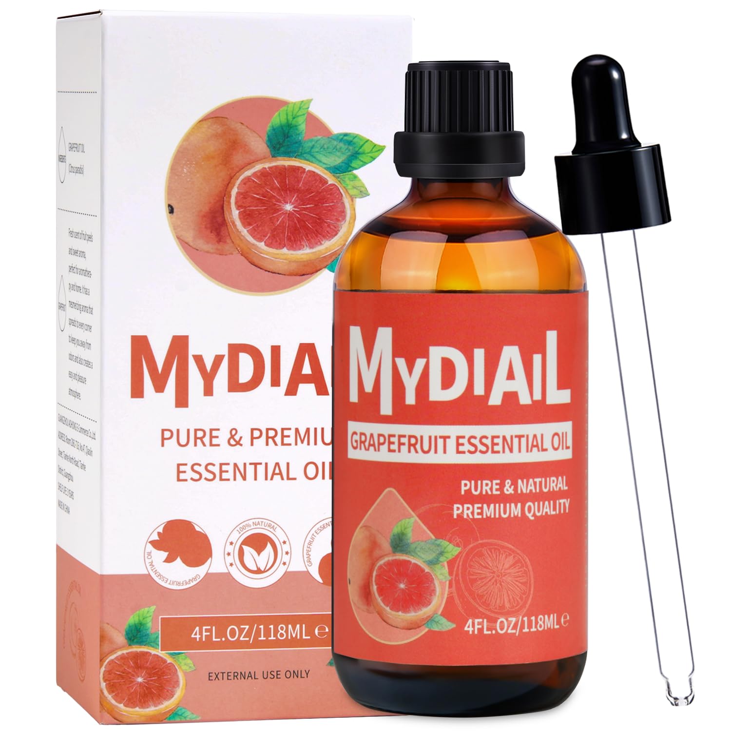 MYDIAIL Grapefruit Essential Oil (4fl oz) Pure and Natural Grapefruit Oil Essential Oil for Diffuser, Massage, Aromatherapy, Candle Making, Skin Care,