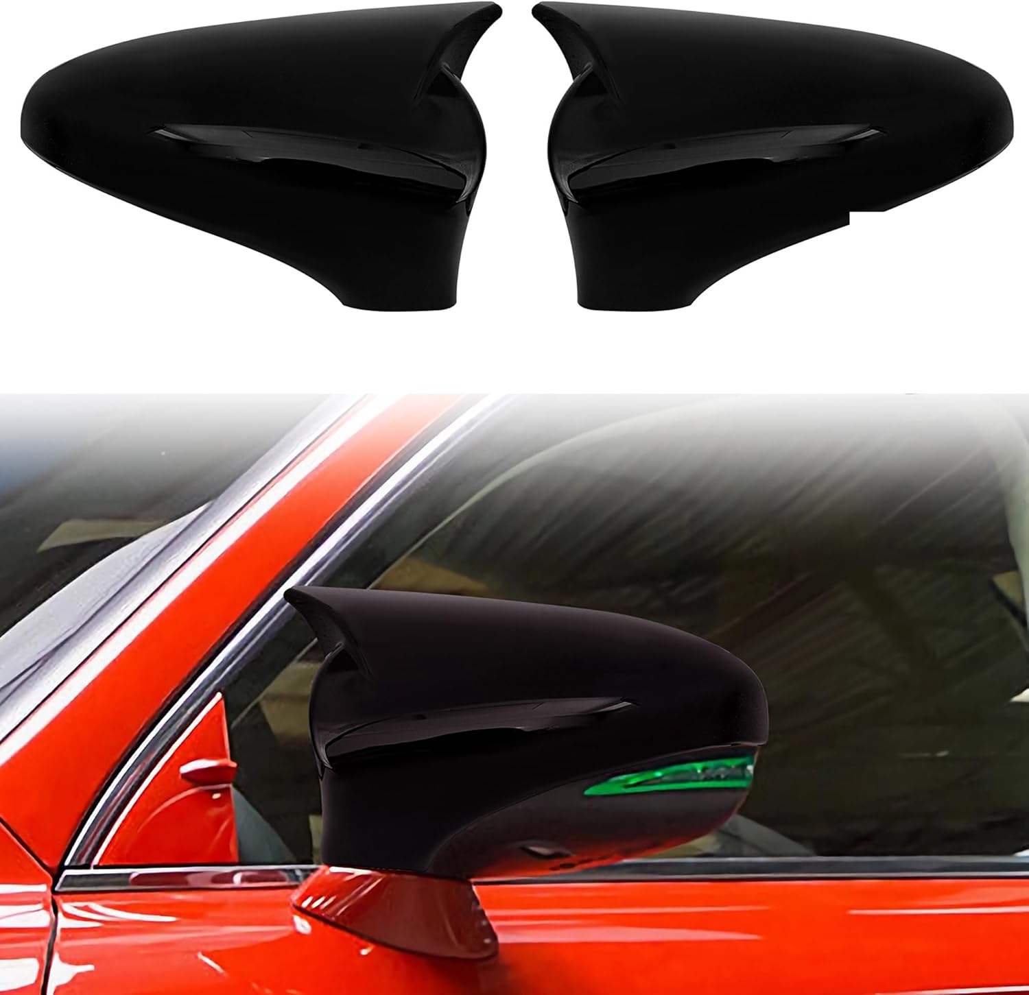 TOPUS Pair Side Mirror Cover Replacement for Lexus IS GS CT LS ES RC F-Sport 2013-2020, Car Exterior Reversing Rear View Mirror Housing 8794A30E00B1 8791A30D10B1 LH+RH Gloss Black