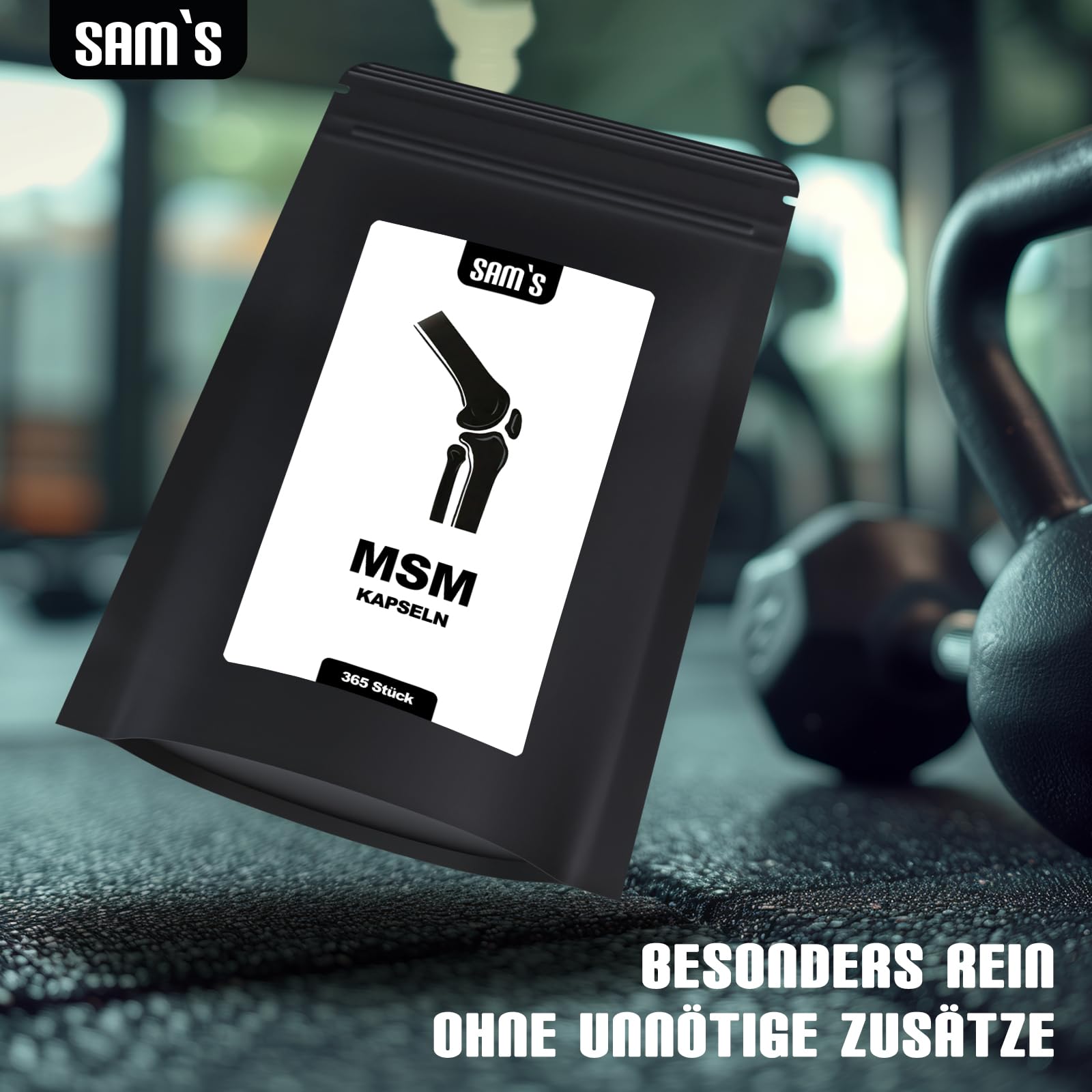 MSM Kapseln hochdosiert - 365 vegane Kapseln MSM mit 1600mg je Tagesdosis - 60-80 Mesh - hoch bioverfügbare organische Schwefel-Verbindung - von SAM'S