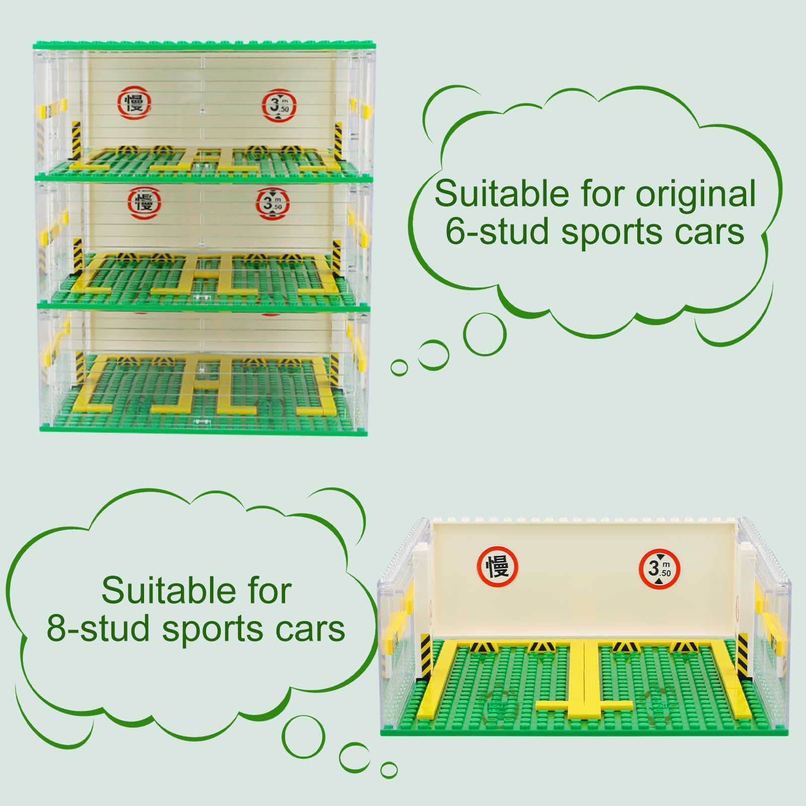 Garaje para Coches Speed Champions, Garajes Bloques de Construcción, Garaje Coche de 3 Capas, Vitrina de Coches Compatible con Principales Marcas (Sin Coche)