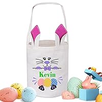 Vista 8 de Cesta de Pascua personalizada para niños, canasta de Pascua de Touber para niños, cesta de conejo de Pascua, regalos de canasta de Pascua