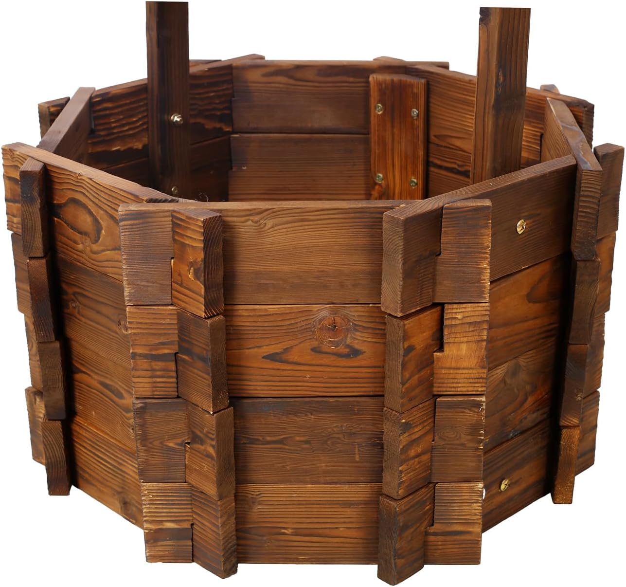 ZeHuoGe Rustic Wooden Wishing Well Planter Outdoor Home Décor for Patio, Garden, Yard w/Hanging Bucket (25 Inch)