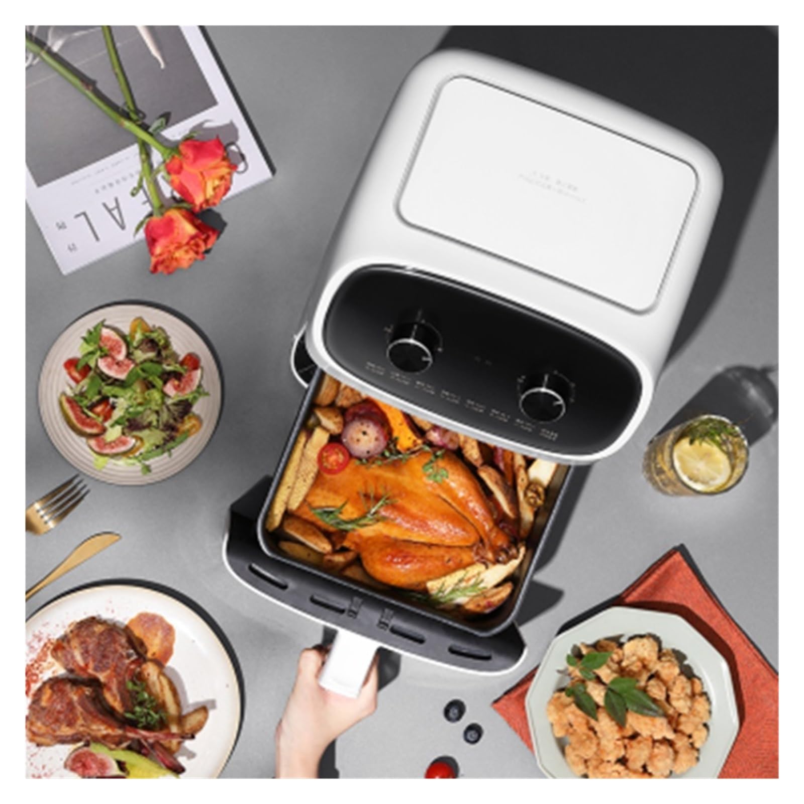 Podstawowe produkty spożywcze i pomoc dla rodziny Inteligentna frytkownica beztłuszczowa Elektryczna frytkownica beztłuszczowa Visual Air Fryer Wielofunkcyjna patelnia Zintegrowany inteligentny