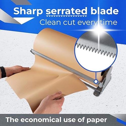 Miniatura 4 de IDL Packaging Dispensador y cortador de rollos de papel kraft de 24 pulgadas para rollos de hasta 24 pulgadas de ancho y 9 pulgadas de diámetro,