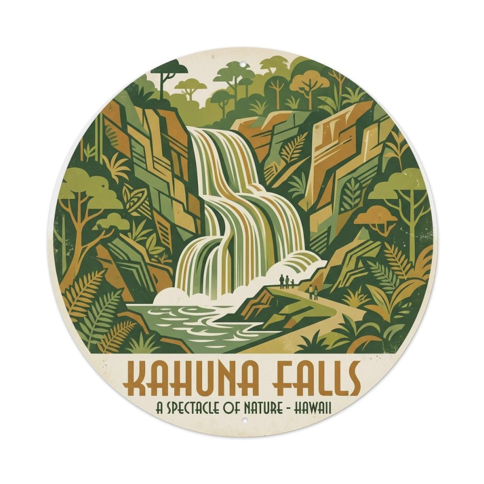 Kahuna Falls Hawaii Waterfall Journey Lush Valley Metal Tin Sign