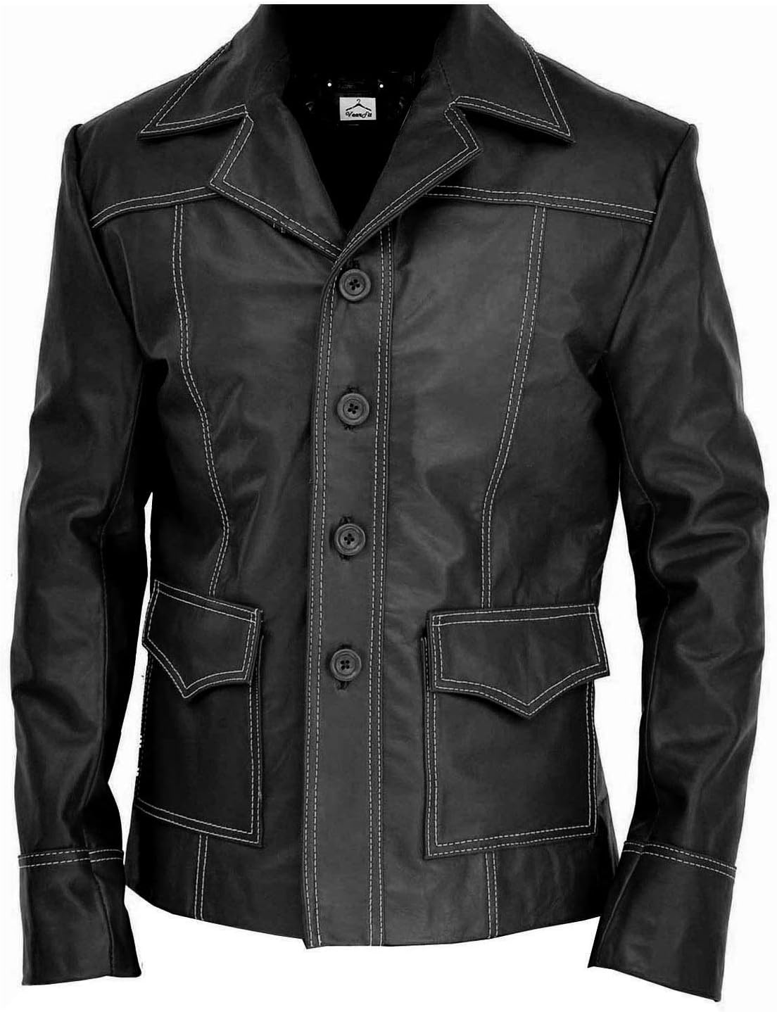 VearFit Men's Fight Club movie Black and Red Real Leather Jacket Replica