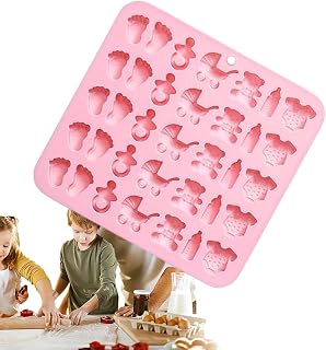 Babyparty form för choklad – formar för babyparty fondant | 35 babykök bakform | söt silikonform | mjuk småbarn fotavtryck gummibjörn för födelsedagar, helgdagar, jul