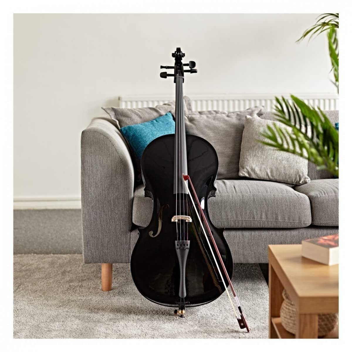 Gear4music Cello Outfit 4/4 Full Size mit Bogen & Etui, schwarz