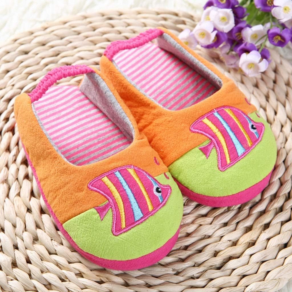 Toddler Infant Kids Baby Warm Shoes Boys Girls Cartoon Soft-soled Slippers Animation Slip-on Rubber Cotton Soft Slipper