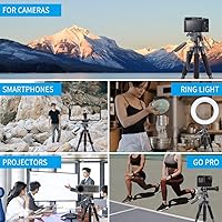 Vista 7 de Soporte de trípode ligero de 74 pulgadas para cámara réflex digital réflex digital, soporte de trípode alto portátil con bolsa de transporte y Para