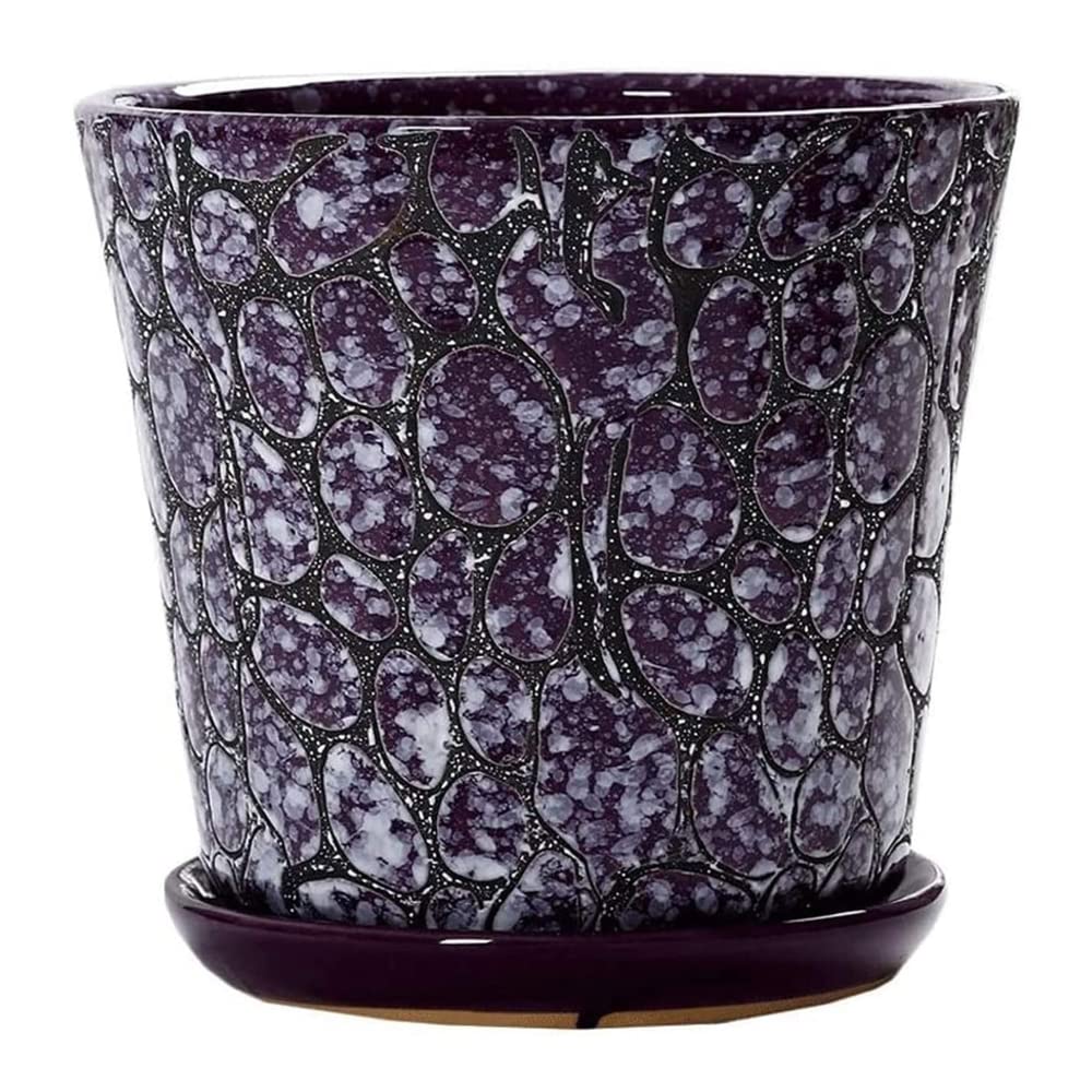 DFGHNBVC Ceramic Plant Pots, Flower Pot Set, Planter Set With Drainage Hole For Indoor Plants, Cactus, Succulent, Snake Plants, Bamboo, Clay Pottery Garden Pots For Outdoor Plants,Purple-24.5CM