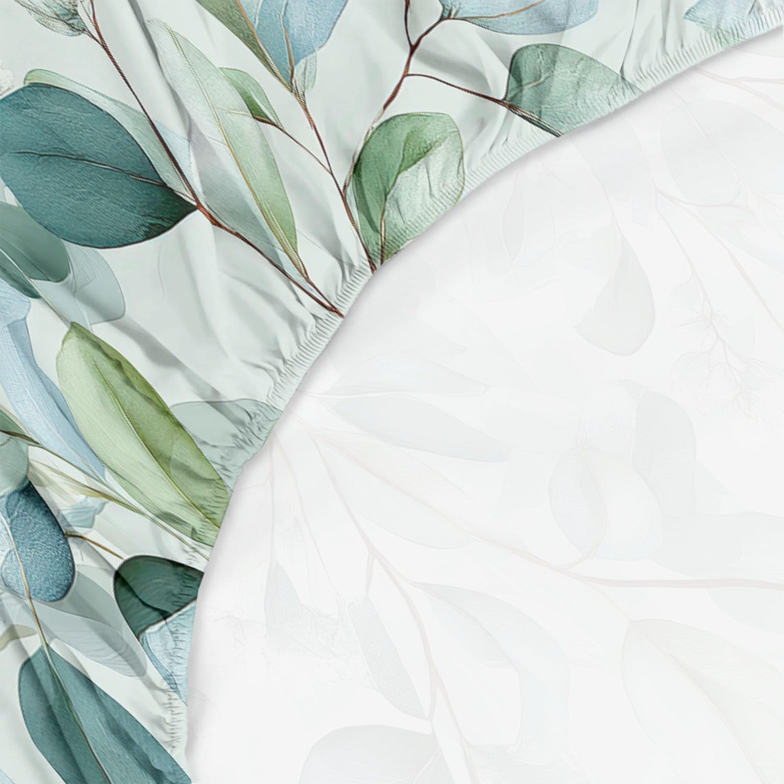 Drap Housse Vert Feuilles Plantes de à l'aquarelle - Drap-Housse Microfibre Brossée,Antidérapant Ajustable Housse Matelas 180 x 240 avec 2 Taie d'oreiller 65x65, pour Adolescents et Adultes