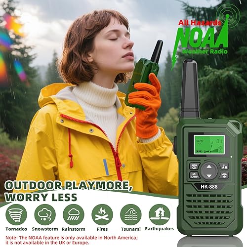 Miniatura 4 de 2 walkie talkies para niños recargables de 1.9 mi de mano Walkie Talkies de largo alcance con NOAA, 22 canales, radio de 2 vías, regalos de fiesta