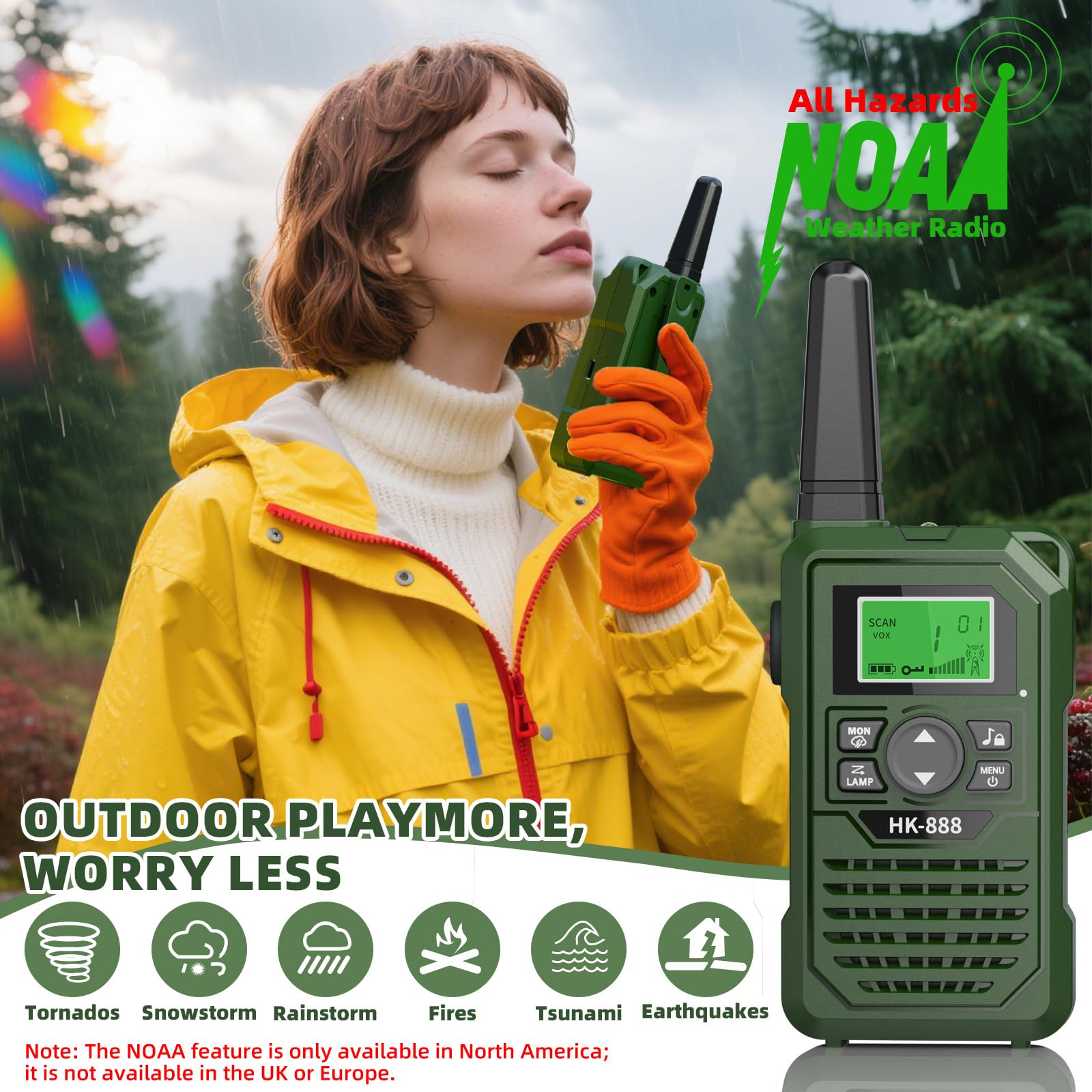 Green Walkie Talkies for Kids Rechargeable,Outdoor Toys for 6-18 Year Old Boys,2 Pack Kids Walkie Talkies with 8 Channels - Image 4