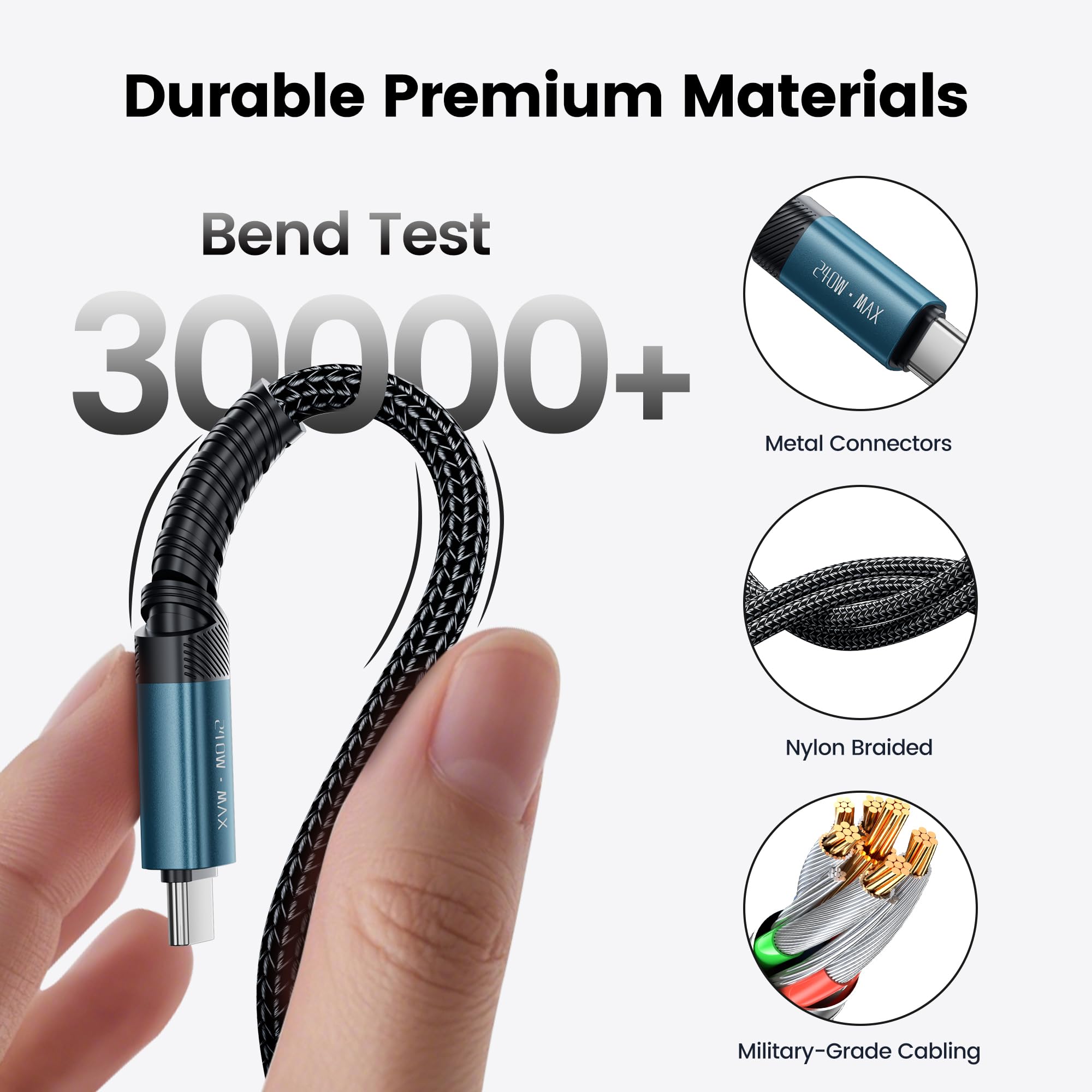 toocki Cavo di ricarica USB C a USB C da 240 W, 6 m, PD 3.1, ricarica rapida, cavo di ricarica USB C extra resistente in nylon intrecciato compatibile con iPhone 17 16 Pro Max, MacBook Pro, iPad Pro