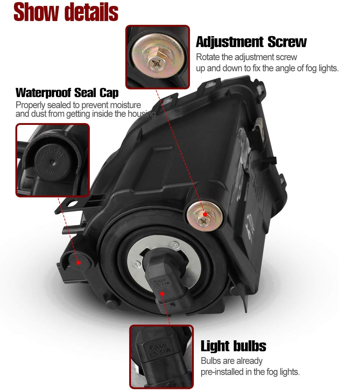 AUTOWIKI Fog Lights For 2006-2011 Lexus GS 300/350/430/450H/460 OEM Replacement Fog Lamps 2PCS With Clear Lens