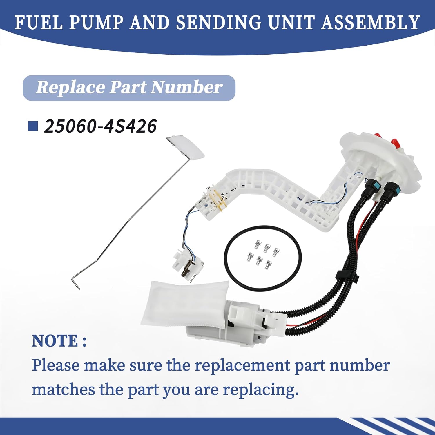 25060-4S426 Fuel Pump and Sending Unit Assembly Compatible with Nissan Frontier/Xterra 1999-2004 - Complete Fuel Module with Tank Gauge, Pump & Mounting Bracket