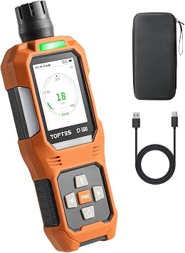 TOPTES CT-580 Portable Carbon Monoxide Detector, Rechargeable CO Detector with Vibration, Visual & Audible Alarms, 0-1000PPM,