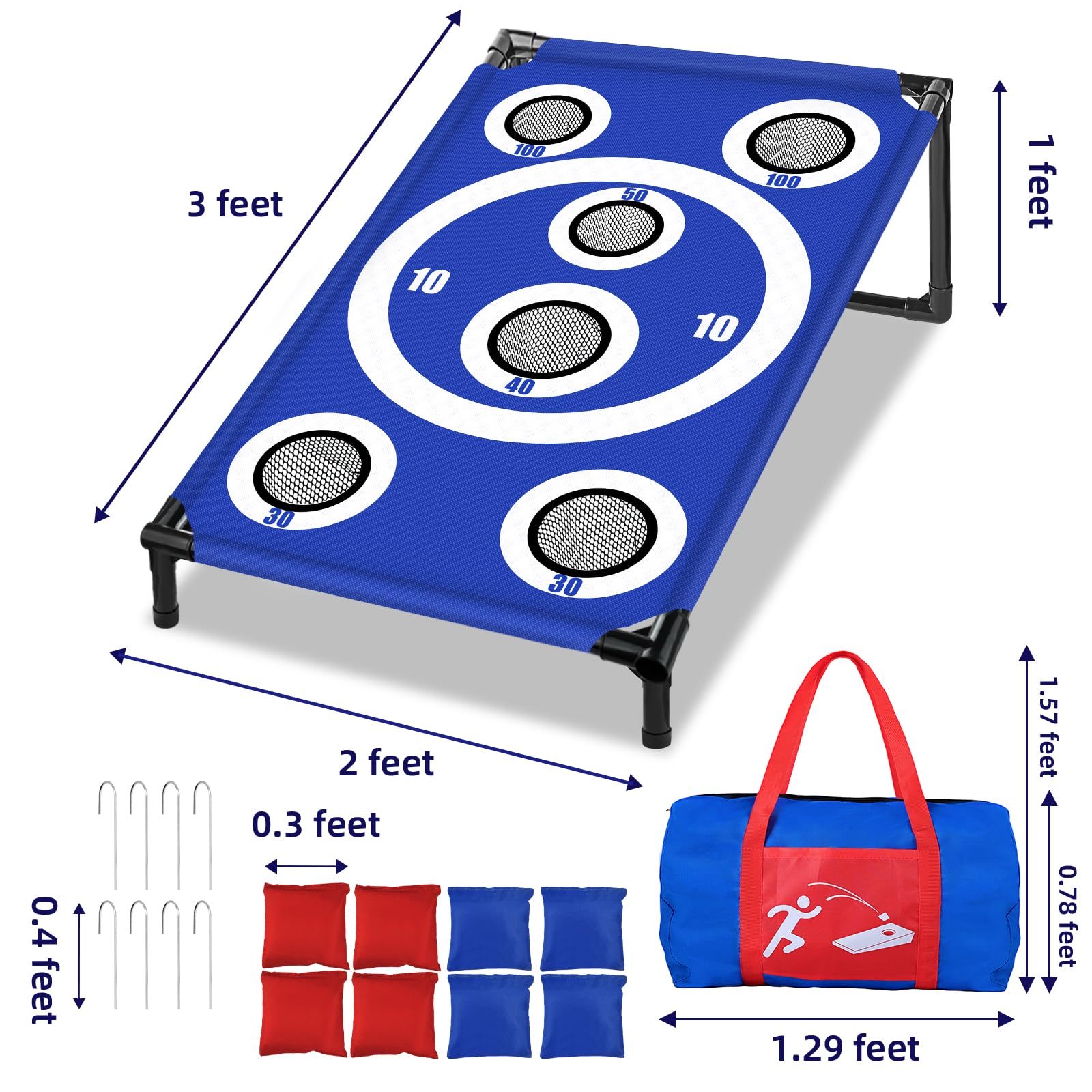NZQXJXZ Juego de Cornhole para Familia y Adulto, 3x2 Ft Portátil Cornhole Juego de Lanzamiento con 8 Bolsas de Frijoles y Bolsa de Transporte, Ideal para al Aire Libre, Interior, Patio Trasero, Césped