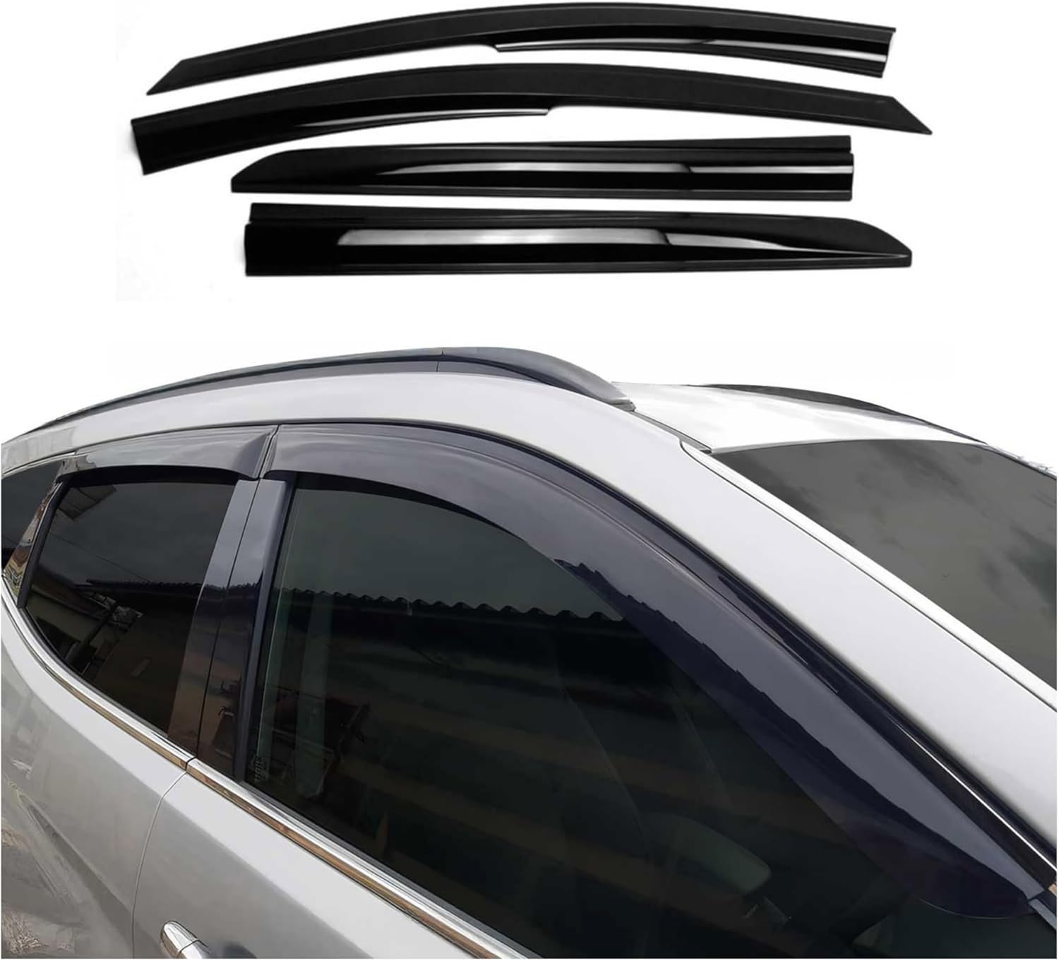 OMAC Window Visor Vent Rain Guard Deflector for Hyundai Kona 2018-2023 Smoke 4 Pcs