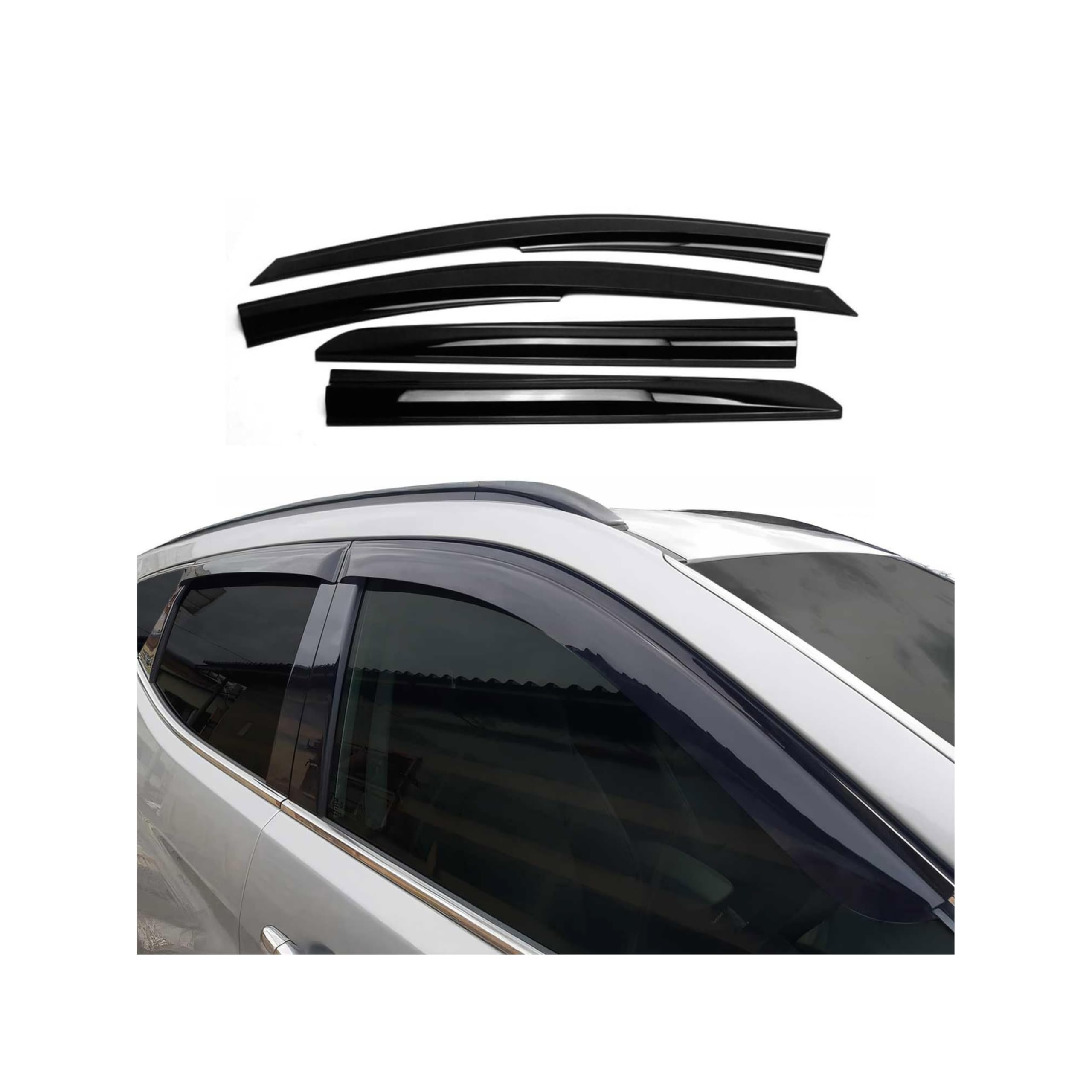 4 x windgeleider regendeflector compatibel met Hyundai i20 2020-2024 acryl donker