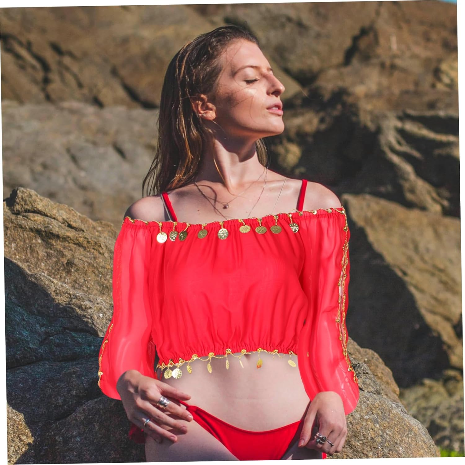 Ipetboom Dance Costume Long Sleeves Belly Dancer Costumes Belly Dancing Top Belly Dancer Tops Belly Dancer Outfit