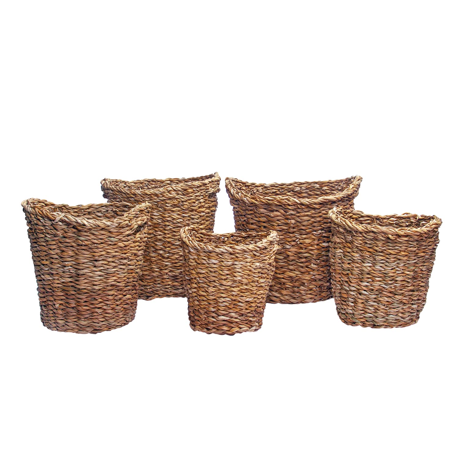 DENOVA Handmade Seagrass Planter, Sabai Grass Jute Basket Gamla for Indoor Outdoor Balcony Terrace Garden Bedroom Living Room Home Décor Round Flower Pot Storage Bin Plants Container (Pack of 5) (B0CQM8VJCL) Amazon Price History, Amazon Price Tracker