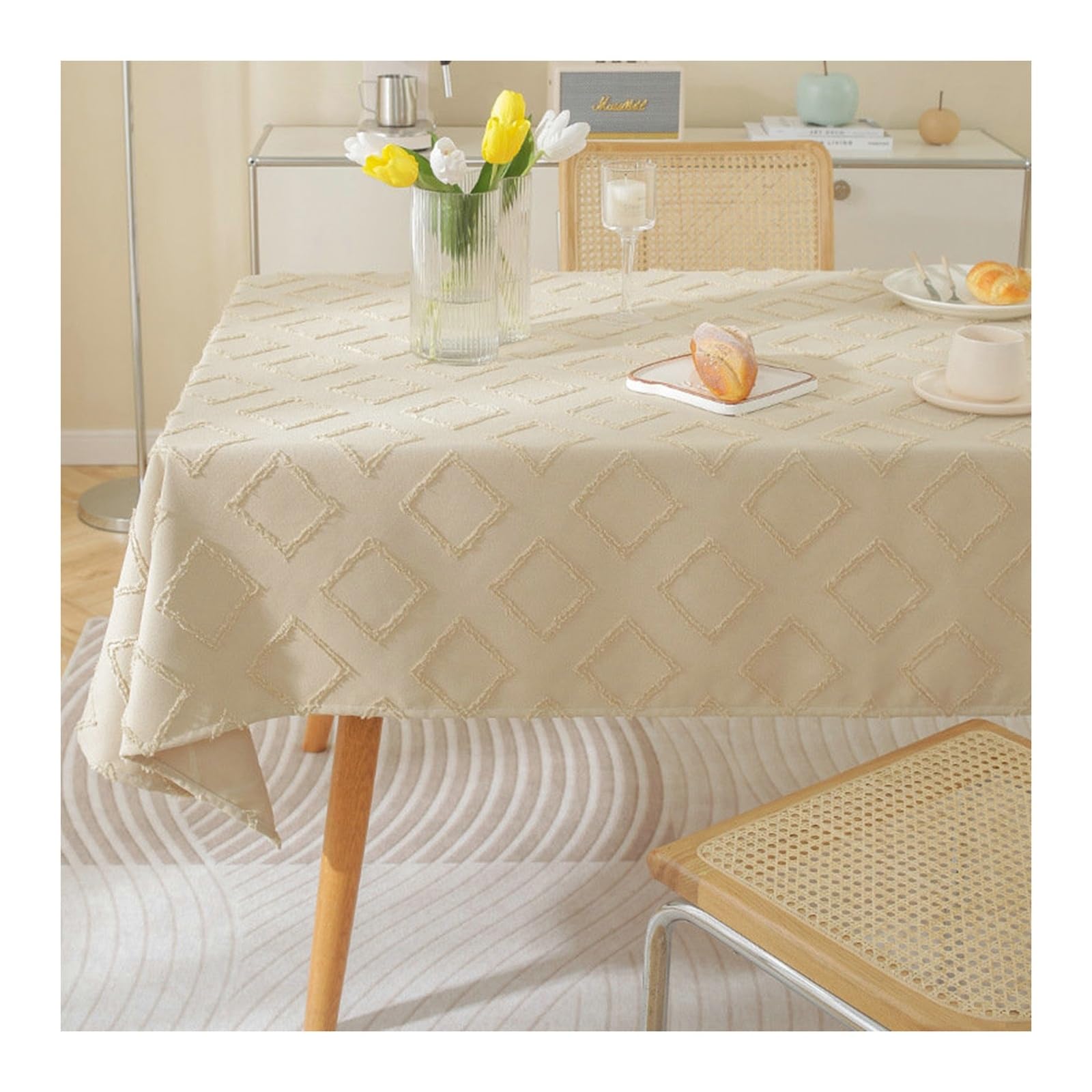 Nappe coton lin de qualité supérieure KnSam avec motif géométrique