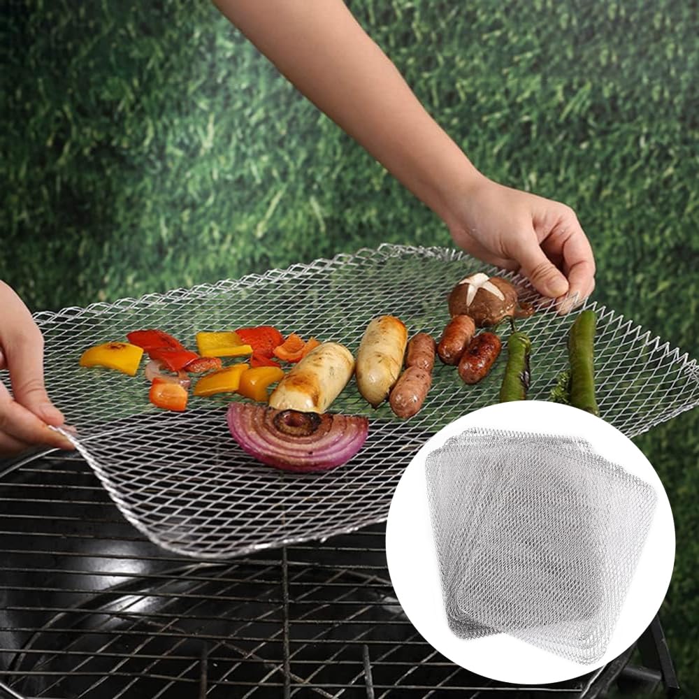 20 piezas de malla de parrilla de barbacoa de 38,8 x 30,5 cm, malla de parrilla de barbacoa, forro de malla duradera para barbacoa, alfombrillas de malla de aluminio para carbón, gas, parrilla