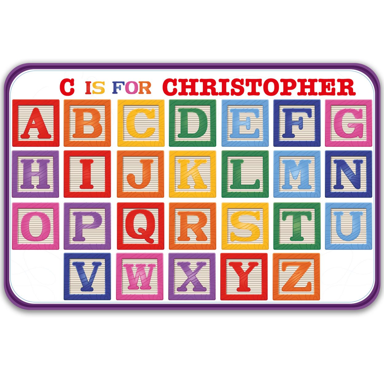 Paper Themes Personalised Educational Placemats for Kids Childrens Named Table Mat - Colourful Alphabet