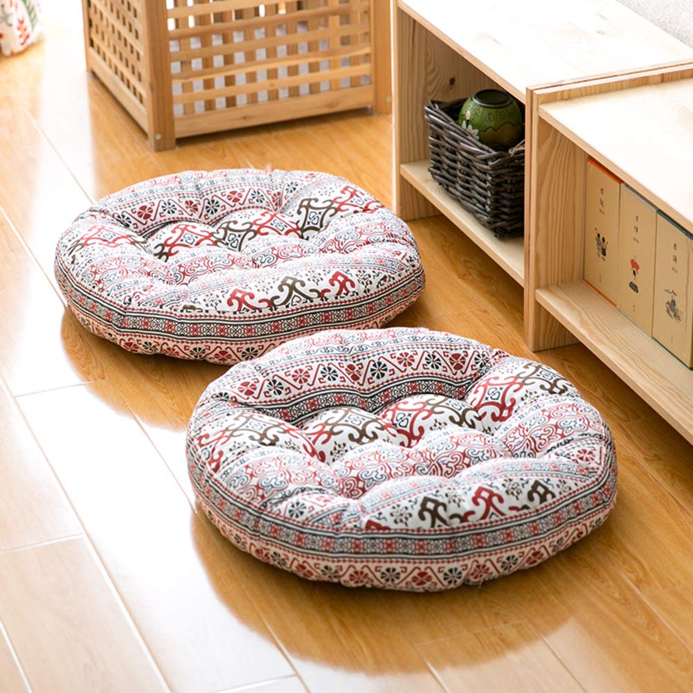 Coussin de sol intérieur antidérapant pour yoga et méditation – Tapis carré touffeté pour salon, balcon, bureau – 50 x 50 cm