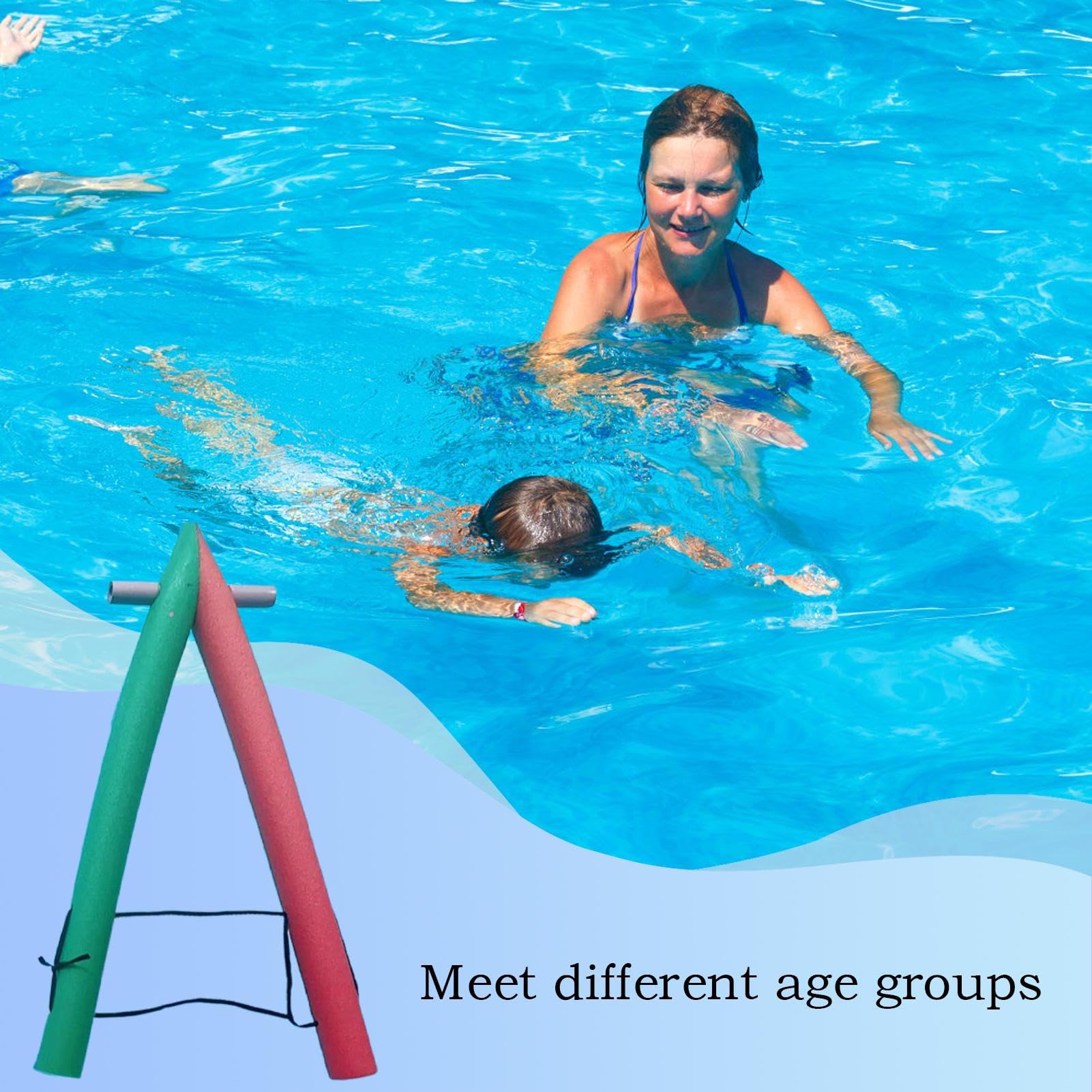 Pool Noodles para Adultos Flotación portátil de Alta Visibilidad | Fideos Espuma en Forma A de Natación Para niños, hombres, mujeres, familia, exteriores, verano, viajes, río,