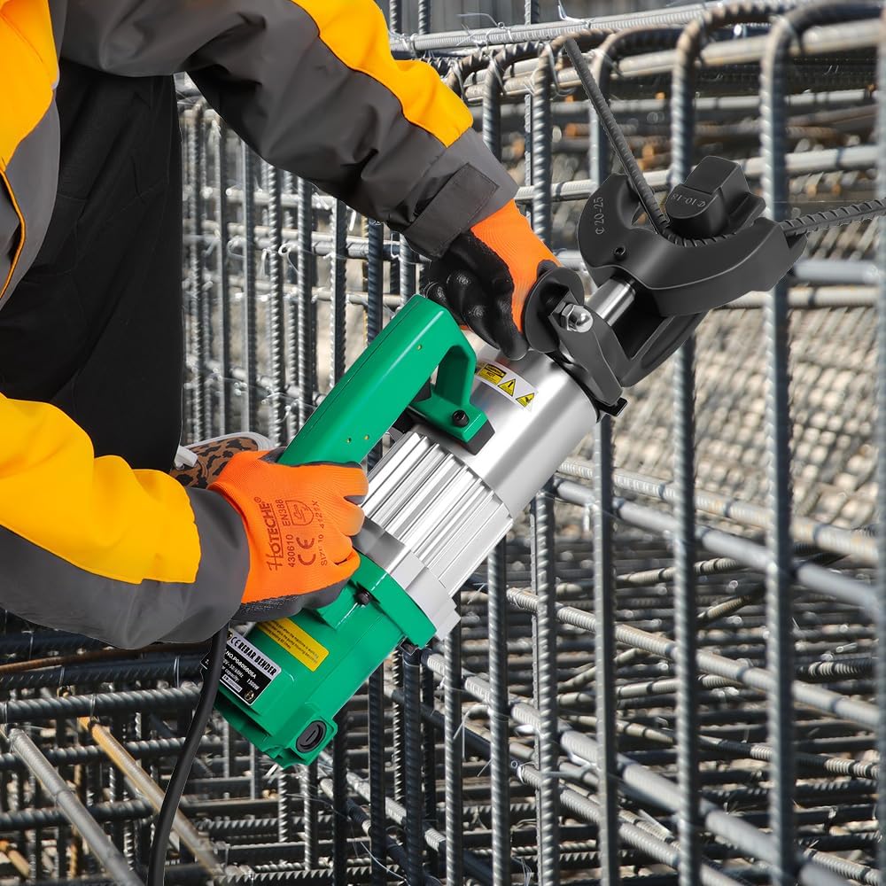 Hoteche 1500W Electric Rebar Bender - 1-Inch Capacity Portable Steel Bar Bending Machine - Professional Construction Tool - for #3-#8 Rebar Bending