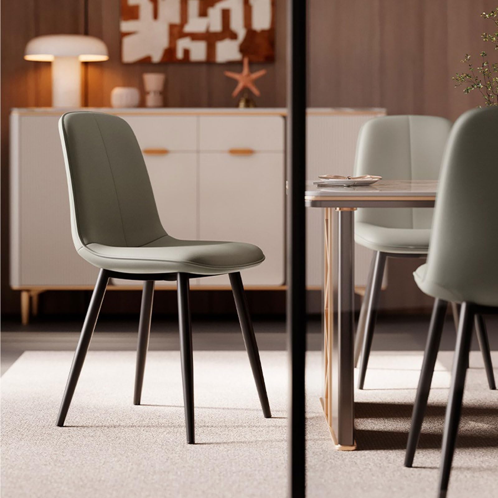 Sillas de Comedor de Respaldo Alto con Asiento ergonómico tapizado, Patas de Metal Negro, sillas auxiliares Modernas para Cocina y Sala de Estar.