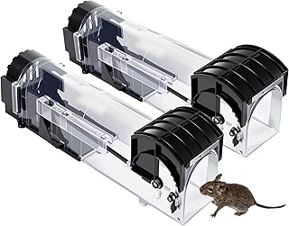 Humane Mouse Traps 2-Pack, 12.2 Inches Enlarged No Kill Rat Traps for Chipmunk - Easy to Use & Clean, No Touch Release, Sensitive, Pet and Children Friendly Mice Trap Catcher Indoor and Outdoor
