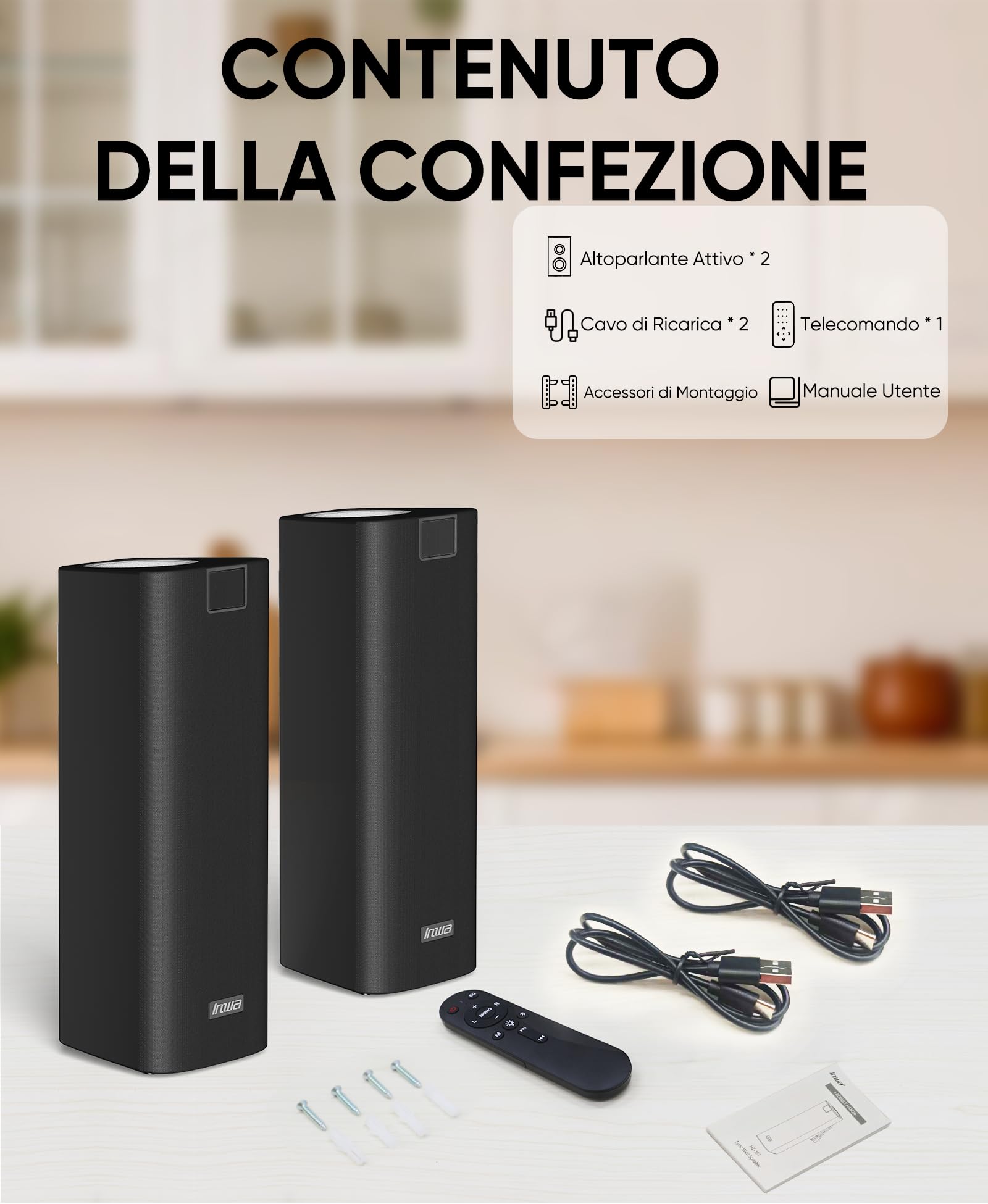 Inwa 400W Altoparlante Bluetooth Esterno, 10h Batteria, Auracast, LED, IP65