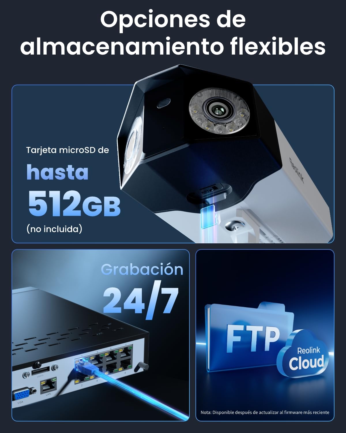 Reolink Cámara Duo 3 PoE: Doble Lente UHD de 16MP, panorámica 180°, Seguimiento de Movimiento, visión Nocturna a Color, detección de Personas/vehículos/Animales, Audio bidireccional, grabación 24/7
